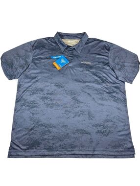 Columbia PFG Mens Super Terminal Tackle Blue Camo Scales Performance Polo Sz XXL